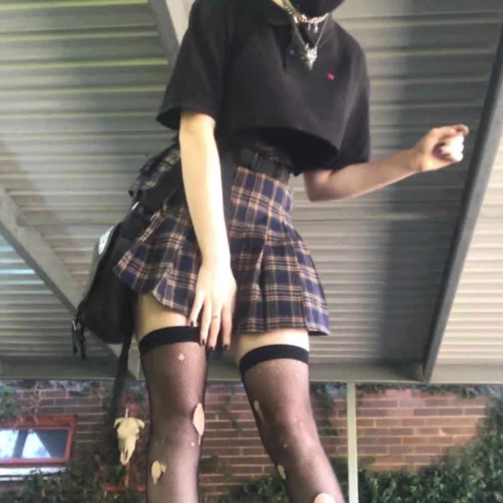 black and orange gingham pleated skirt - Picture 5 of 5